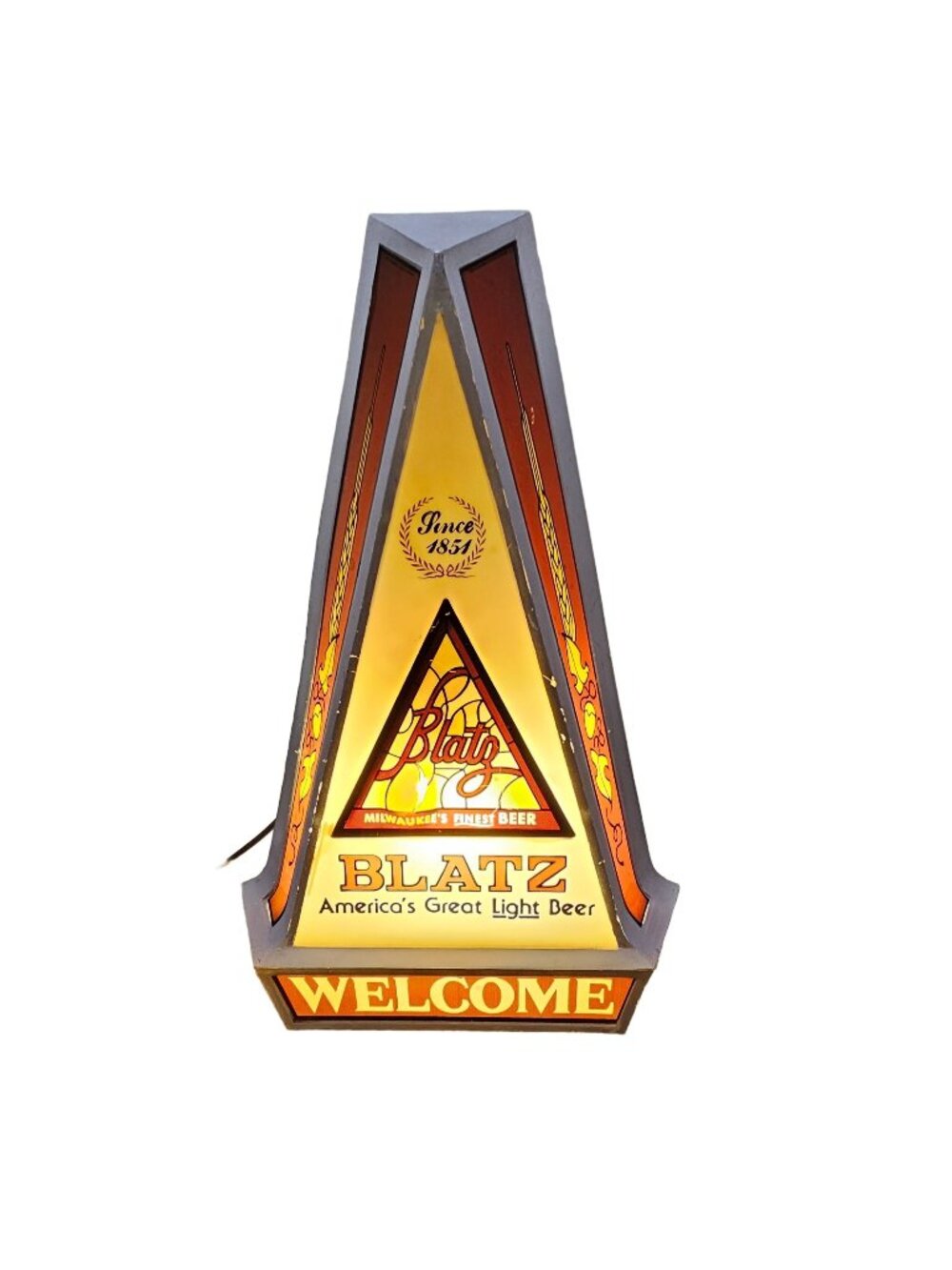 Vintage Blatz Beer Welcome Lighted Sign 1978 Heileman Brewing Man Cave